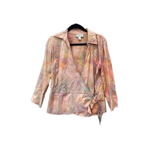 Tie Dye Tie Blazer | Women’s Top| Scrunch Tie - Ice Dye | Upcycled Fashion